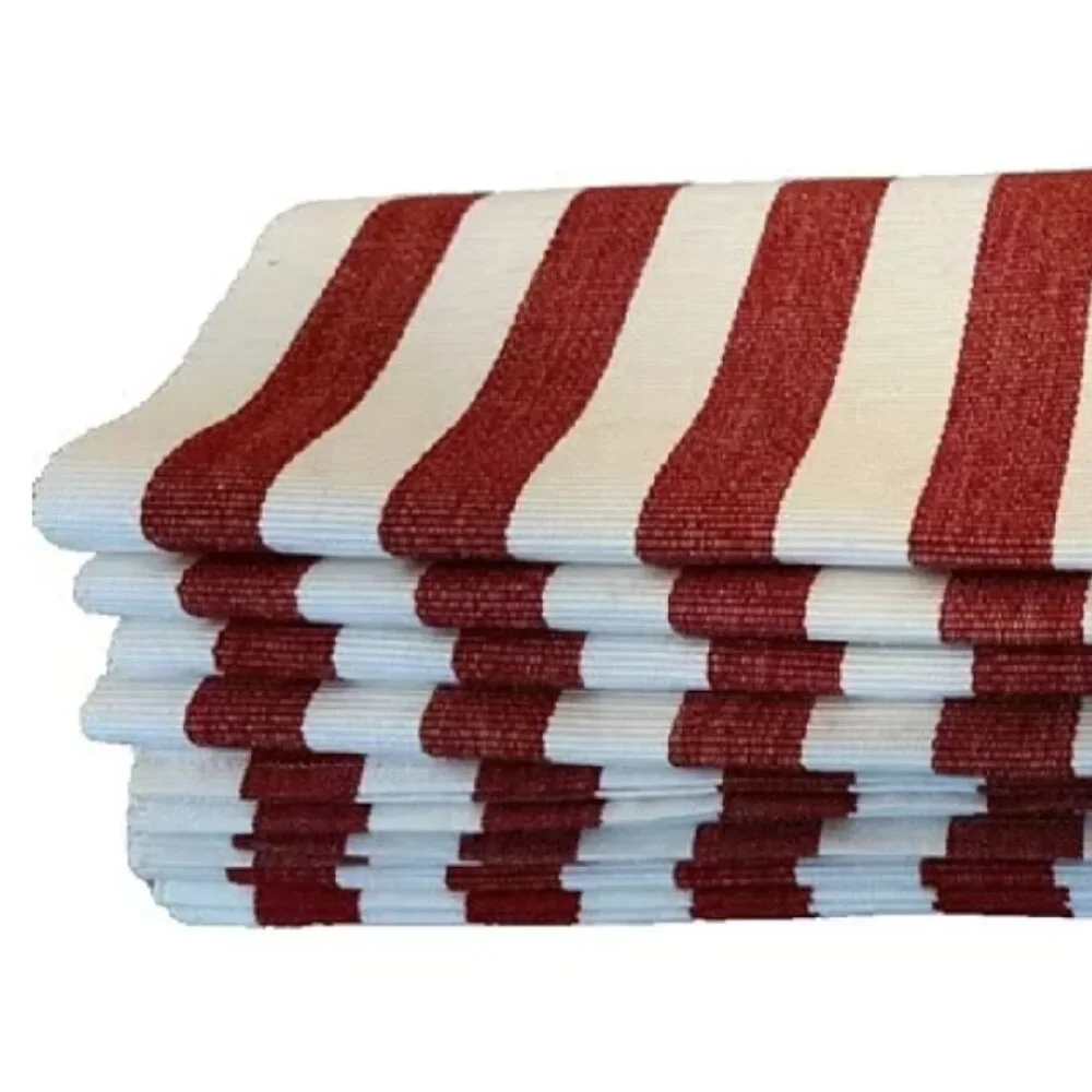 NEW S4 Pottery Barn Tabletop RED Raney Bold Striped Cotton Placemats Wide Stripe